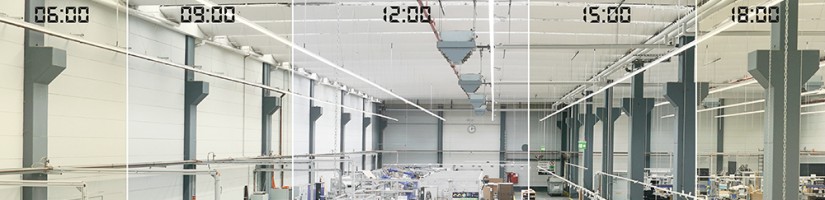 Darstellung verschiedener Beleuchtungen zu verschiedenen Tageszeiten.