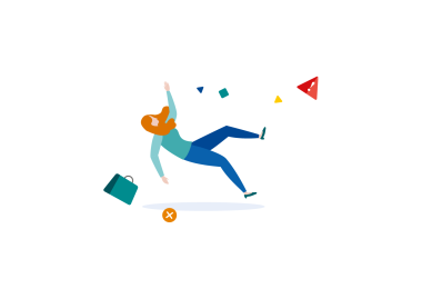 Skizze einer Frau, die auf dem Weg zur Arbeit stürzt. 